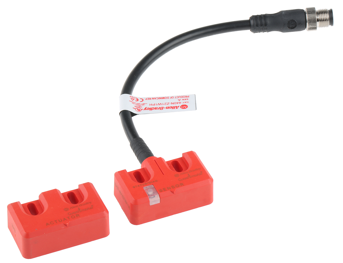 Allen Bradley Guardmaster 440N Series Magnetic Non-Contact Safety Switch, 24V dc, Plastic Housing, 2NC, M12