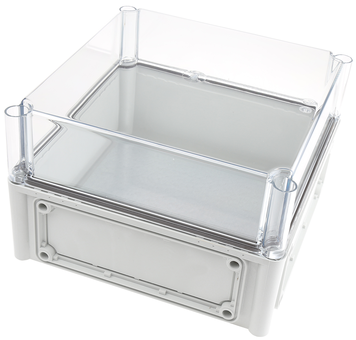 Fibox EK Series Grey Polycarbonate Enclosure, IP66, IP67, Flanged, Transparent Lid, 280 x 280 x 180mm