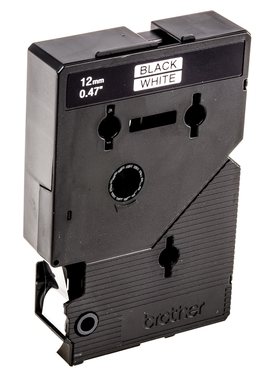 Brother Black on White Label Printer Tape, 8 m Length, 12 mm Width