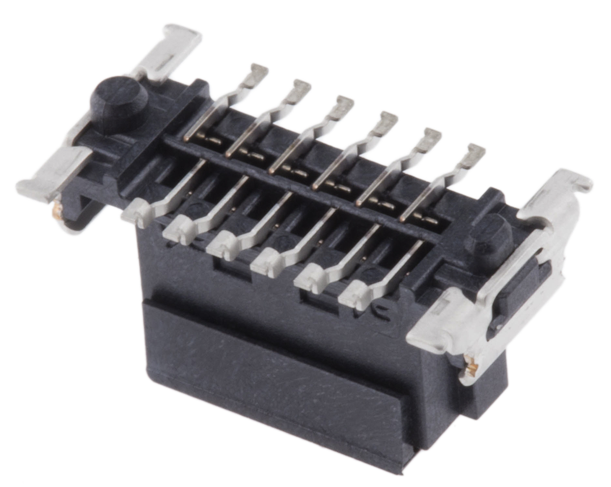 ERNI SMC Series Straight Surface Mount PCB Socket, 12-Contact, 2-Row, 1.27mm Pitch, Solder Termination