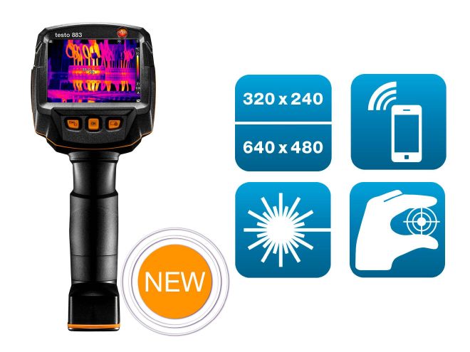 Testo 883 Thermal Imaging Camera Kit, -30 → +650 °C, 320 x 240pixel Detector Resolution With RS Calibration