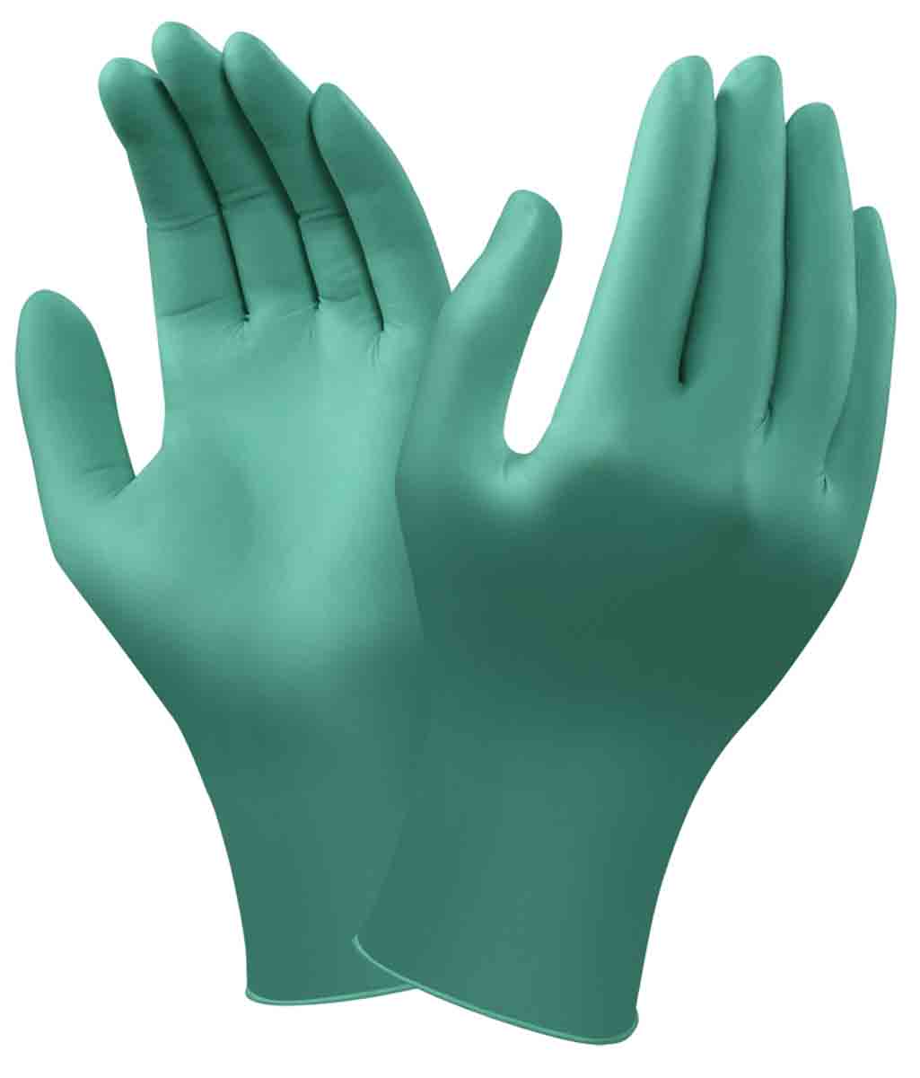 Ansell 92-600 Green Powder-Free Nitrile Disposable Gloves, Size 7.5-8, Medium, 100 per Pack
