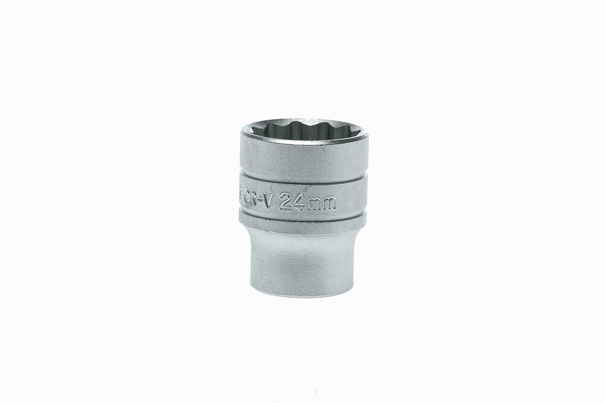Teng Tools 1/2 in Drive 24mm Standard Socket, 12 point, 40 mm Overall Length