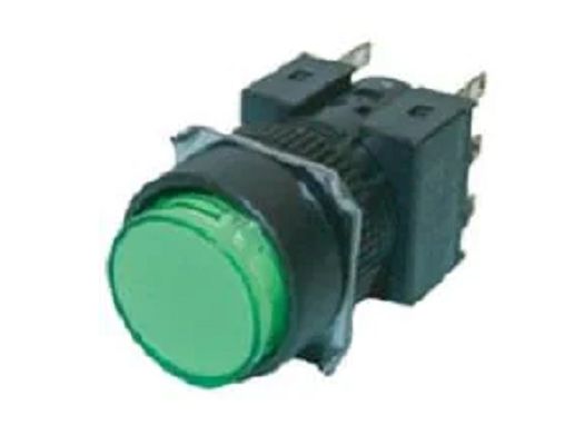 Omron A16 Series Illuminated Push Button Switch, Panel Mount, Green LED, IP65