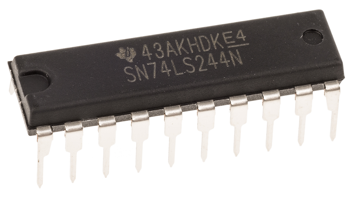 Texas Instruments SN74LS244N Octal-Channel Buffer & Line Driver, 3-State, 20-Pin PDIP