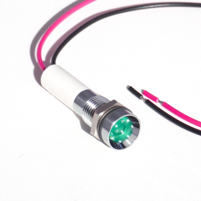 CML Innovative Technologies 1905X Series Green Panel Mount Indicator, 12V, M8 Mounting Hole Size, Lead Wires