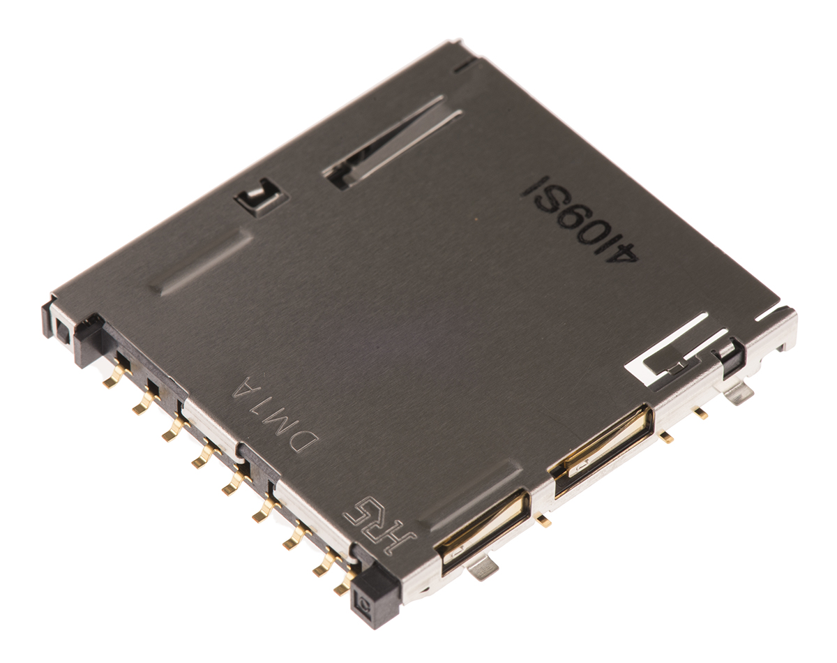 Hirose 9 Way Right Angle SD Card Memory Card Connector With Solder Termination