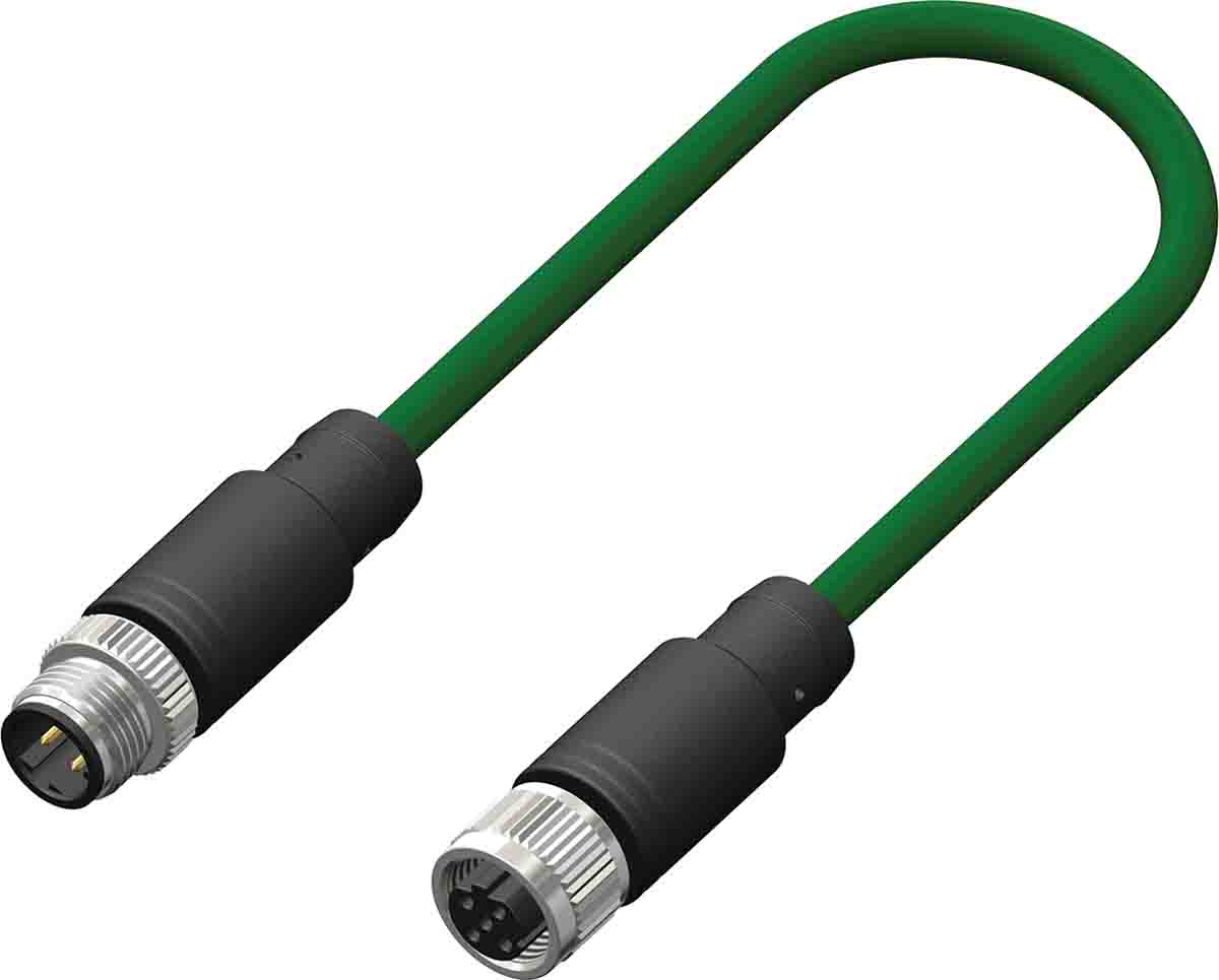RS PRO Female 4 way M12 to Male 4 way M12 Sensor Actuator Cable, 2 m