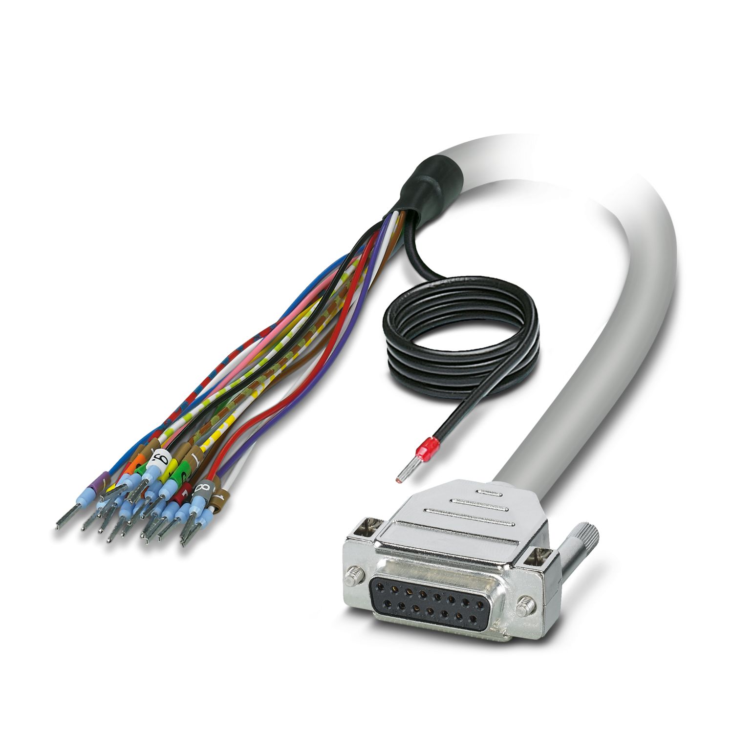 Phoenix Contact Female 15 Pin D-sub Unterminated Cable, 2m PVC, D15SUB Series