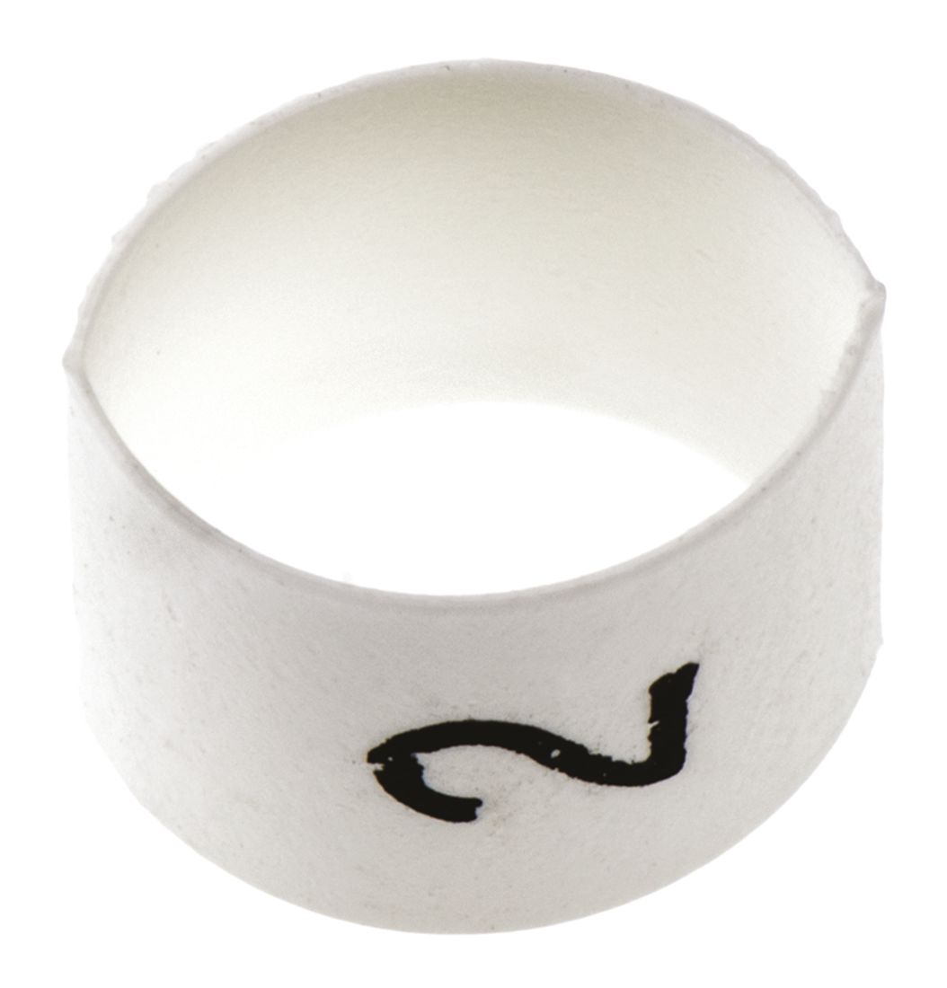 TE Connectivity Heat Shrink Cable Markers, White, Pre-printed "2", 2 → 6mm Cable, TRSA-1019/E/1/2