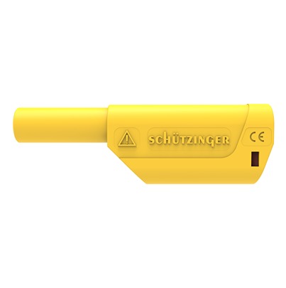 Schutzinger Yellow Male Banana Connector, 4 mm Connector, Solder Termination, 32A, 1kV, Nickel Plating