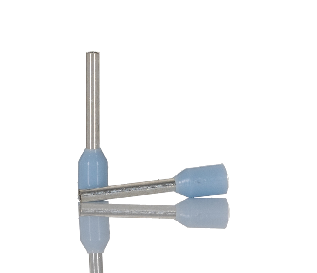 RS PRO Insulated Crimp Bootlace Ferrule, 8mm Pin Length, 0.8mm Pin Diameter, 0.25mm² Wire Size, Light Blue