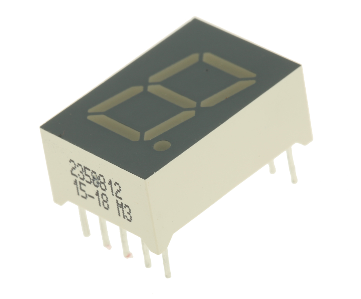 SC05-11GWA Kingbright 7-Segment LED Display, CC Green 10 mcd RH DP 12.7mm