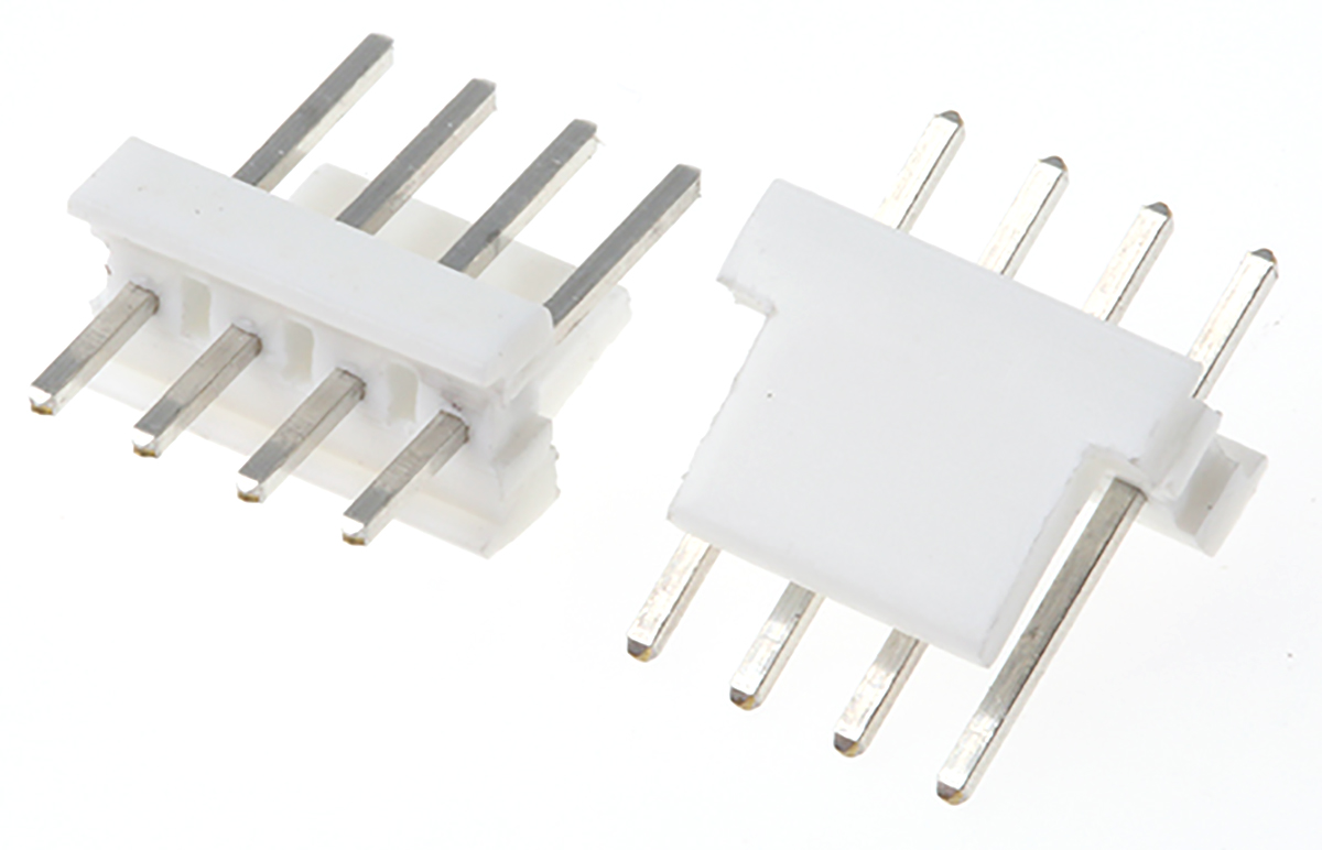 TE Connectivity MTA-100 Series Straight Through Hole Pin Header, 4 Contact(s), 2.54 mm Pitch, 1 Row, Unshrouded