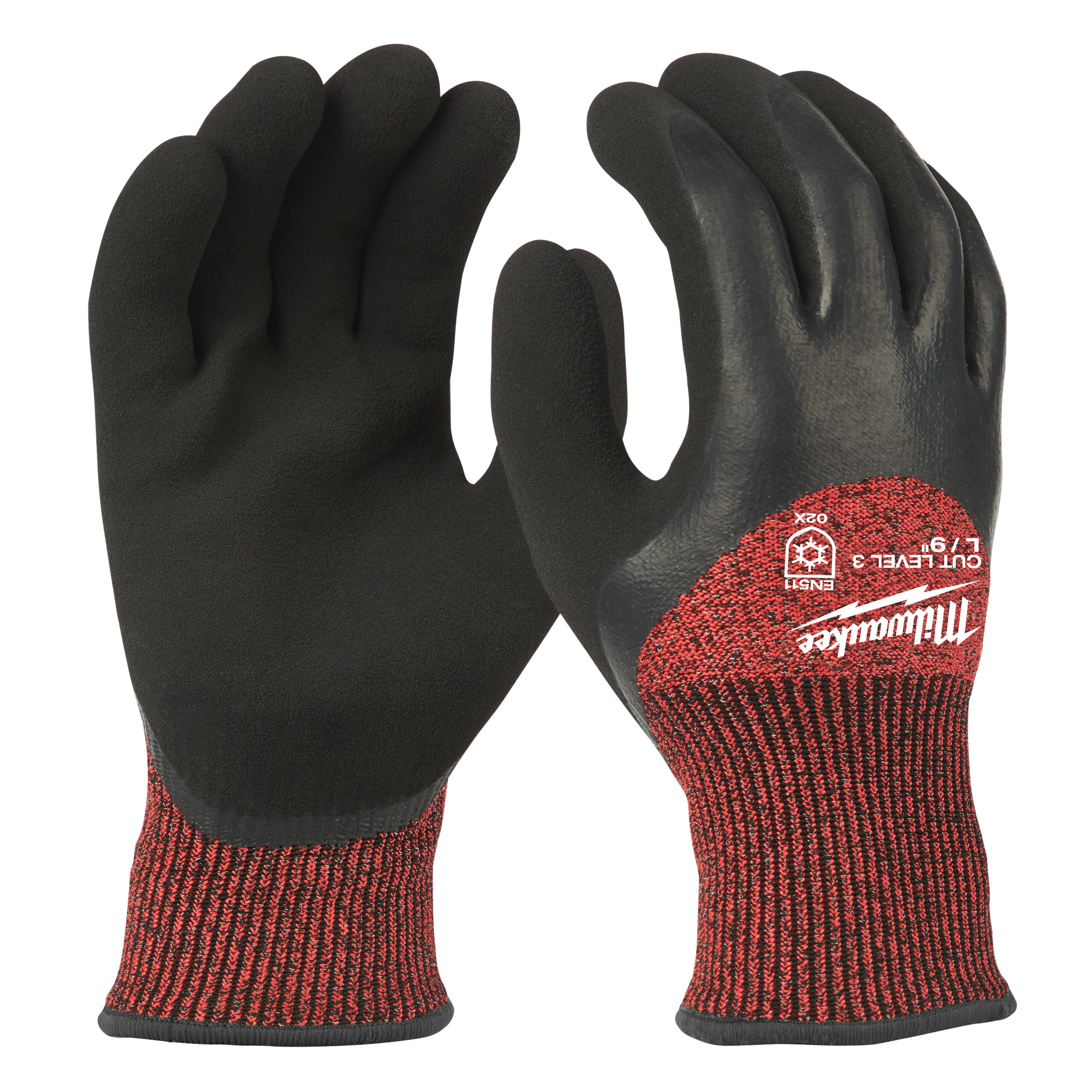 Milwaukee Winter Gloves Red Latex Latex Cut Resistant Gloves, Size 9, Latex Coating