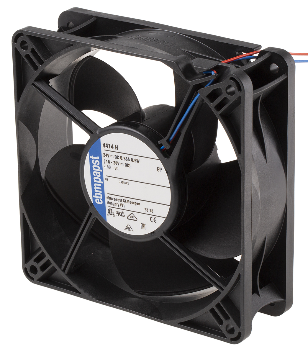 ebm-papst 4400 Series Axial Fan, 24 V dc, DC Operation, 240m³/h, 8.6W, 119 x 119 x 38mm