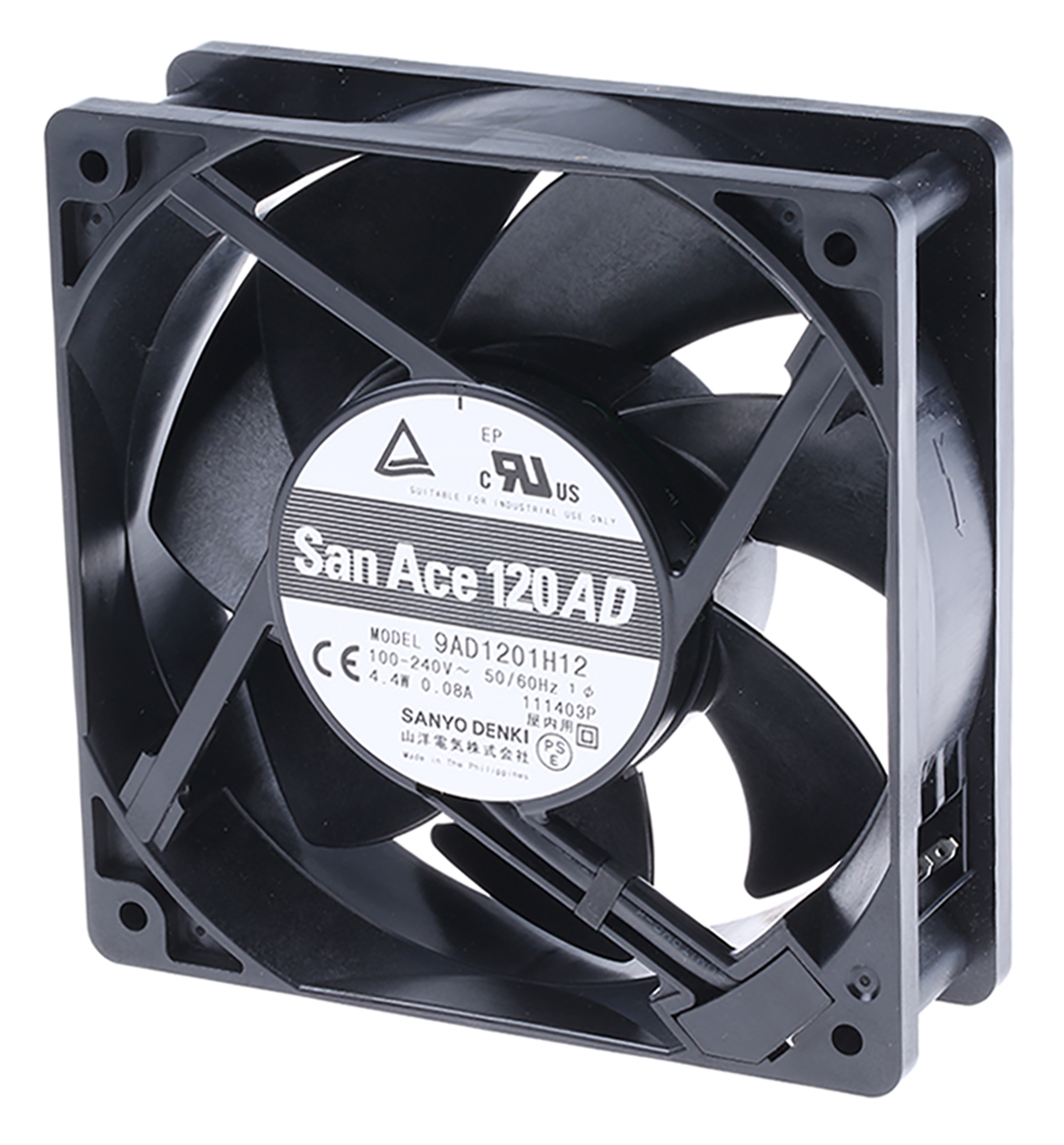 Sanyo Denki San Ace 9AD Series Axial Fan, 100 → 240 V ac, AC Operation, 180m³/h, 4.4W, 80mA Max, 120 x 120 x 38mm