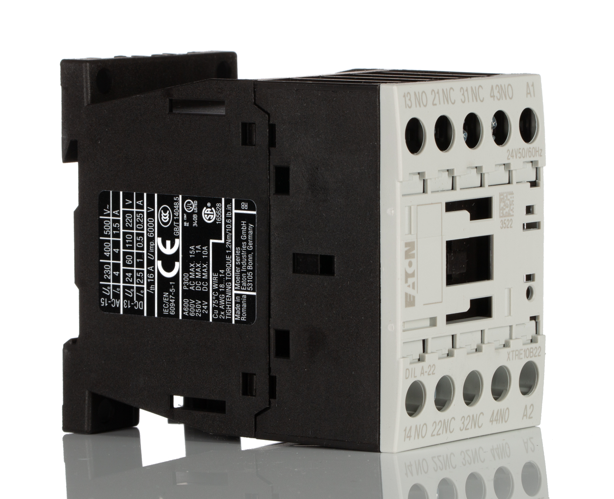 Eaton Overload Relay 2NO + 2NC, 6 A Contact Rating, 3 W, 24 Vac, 4P