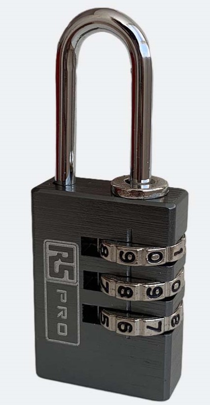 RS PRO Combination Aluminium Combination Padlock, 3mm Shackle, 23mm Body