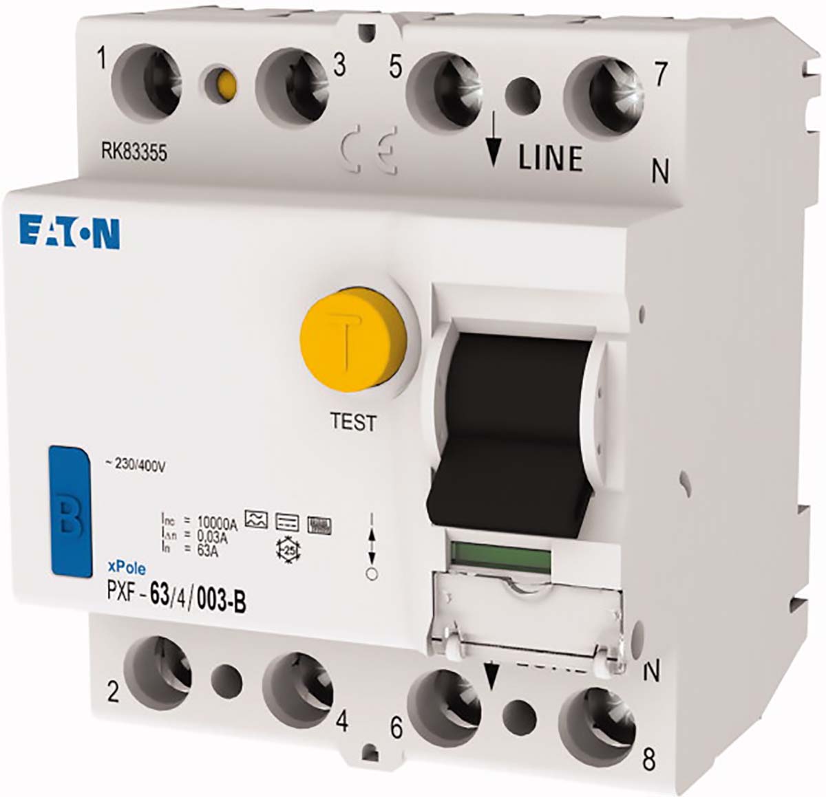 Eaton RCCB, 63A, 4 Pole, 30mA, Type B, 230 V ac, 400 V ac