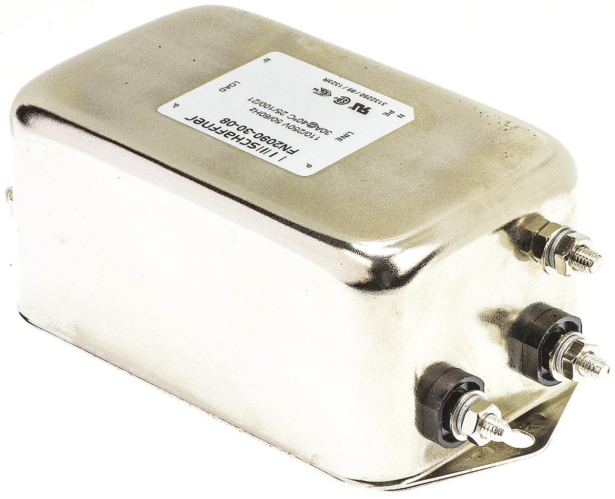 Schaffner, FN2090 30A 250 V ac/dc 0 → 400Hz, Chassis Mount EMI Filter, Stud, Single Phase