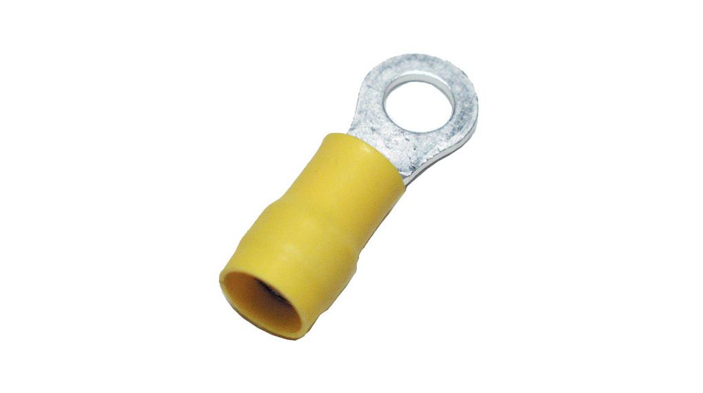 JST Insulated Ring Terminal, M8 Stud Size, Yellow