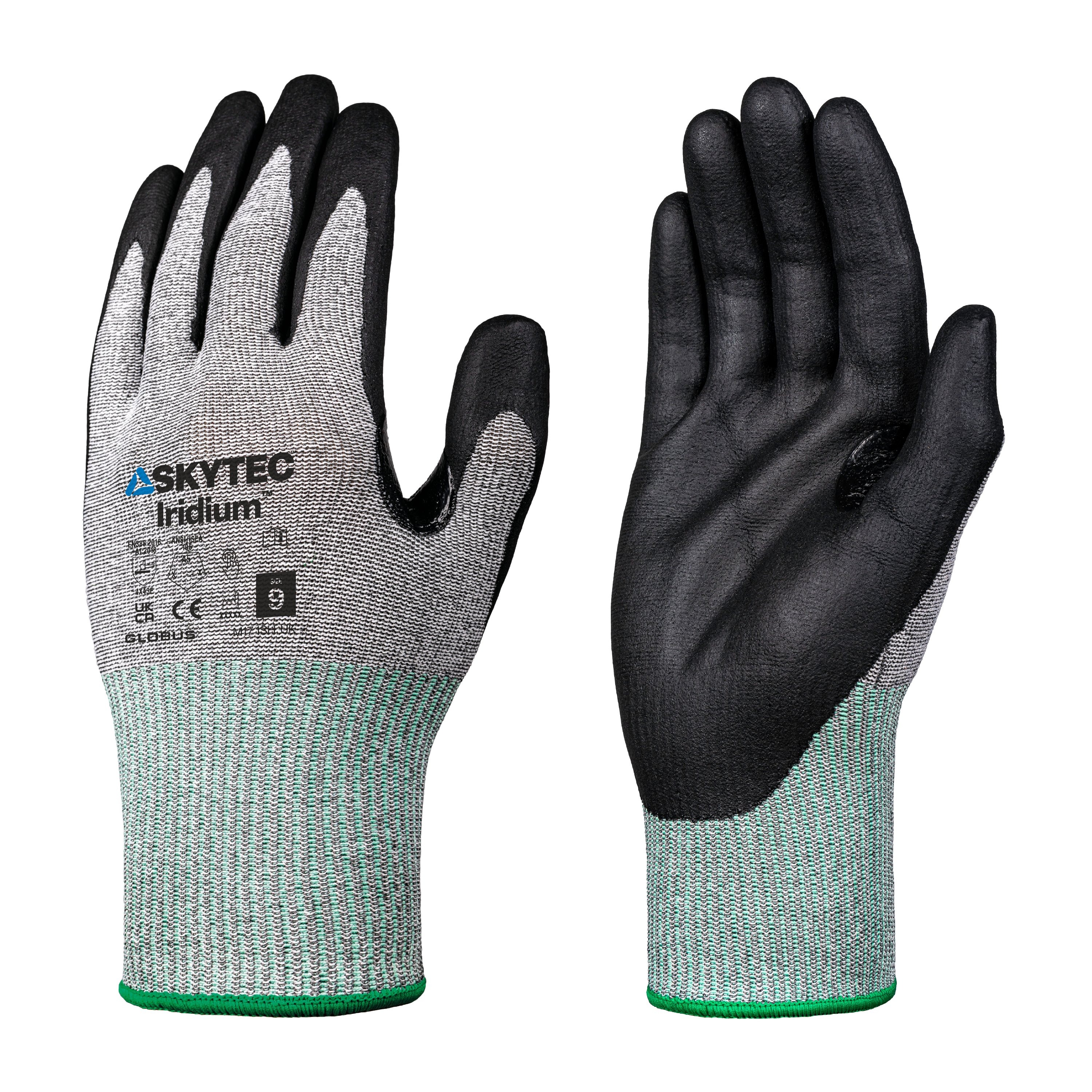 Skytec Eco Iridium Black, Grey High Performance Polyethylene, Polyester Work Gloves, Size 2XL, Nitrile Foam Coating