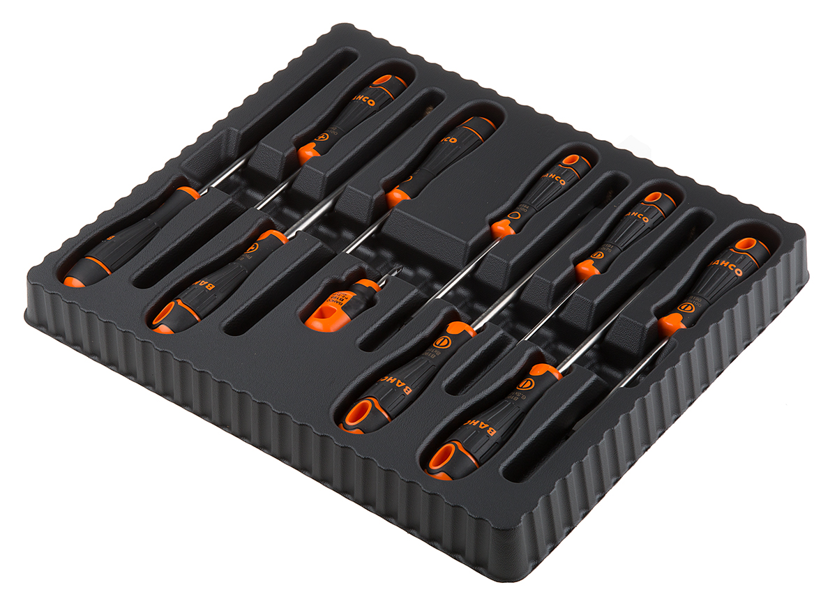 Bahco B219.010 Phillips; Pozidriv; Slotted; Square Screwdriver Set, 10-Piece