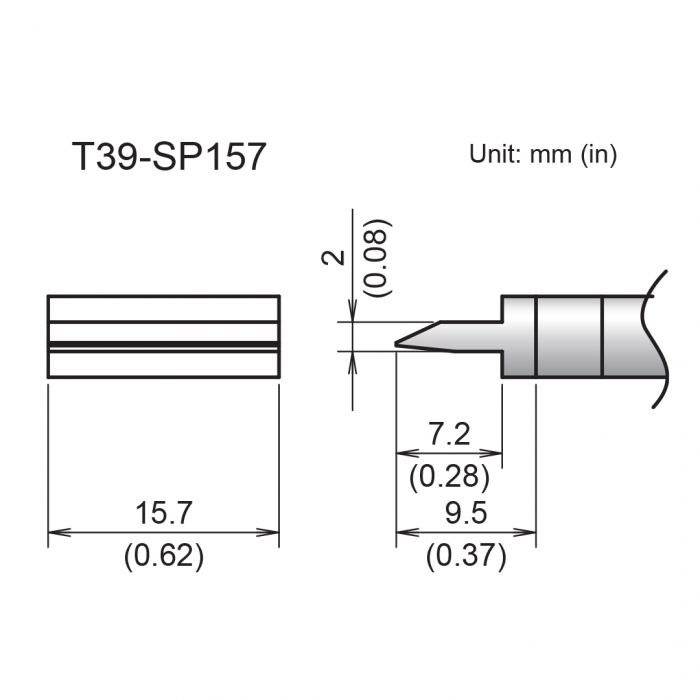 Hakko FX-9701/9702 2 x 15.7 mm Spatula Soldering Iron Tip for use with FX-9701, FX-9702