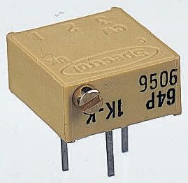 Vishay 64P Series 19 (Electrical), 22 (Mechanical)-Turn Through Hole Trimmer Resistor with Pin Terminations, 10kΩ ±10%