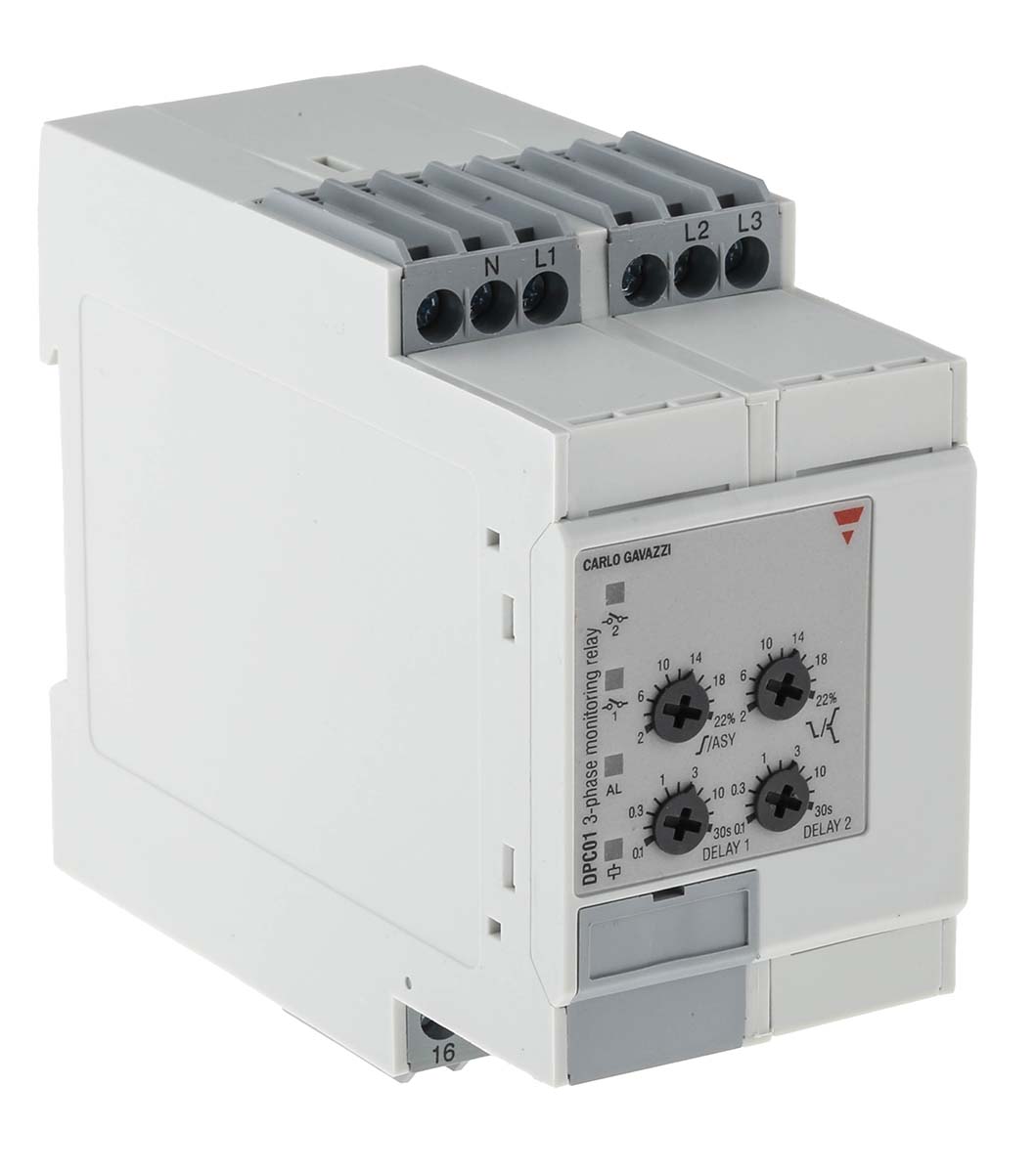 Carlo Gavazzi Phase, Voltage Monitoring Relay, 3, 3+N Phase, SPDT, 323 → 550V ac, DIN Rail