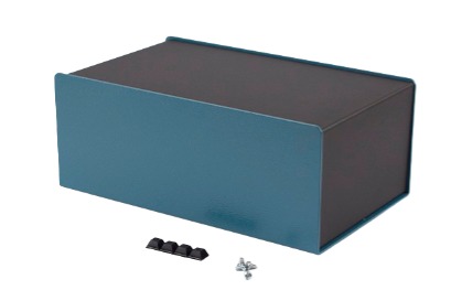 Hammond 1456 Series Blue Aluminium Aluminium Case, Flanged, Black Lid, 254 x 152 x 102mm