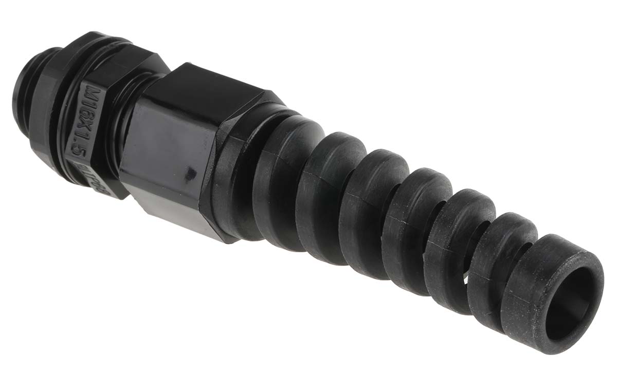 RS PRO Black Nylon Cable Gland, M16 Thread, 5mm min., 10mm max., IP68