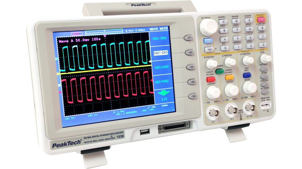 PeakTech P1230 P12 Series, 200MHz Bench Oscilloscope, 16 Digital Channels