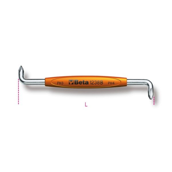 BETA Right Angle Screwdriver, 3-4 mm Tip, 125 mm Overall