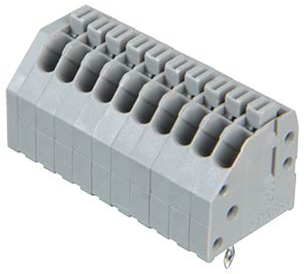 WAGO 250 Series PCB Terminal Strip, 10-Pole, Female, 10-Way, PCB Mount, 2 (CSA) A, 4 (IEC/EN 60664-1) A, 5 (UL) A