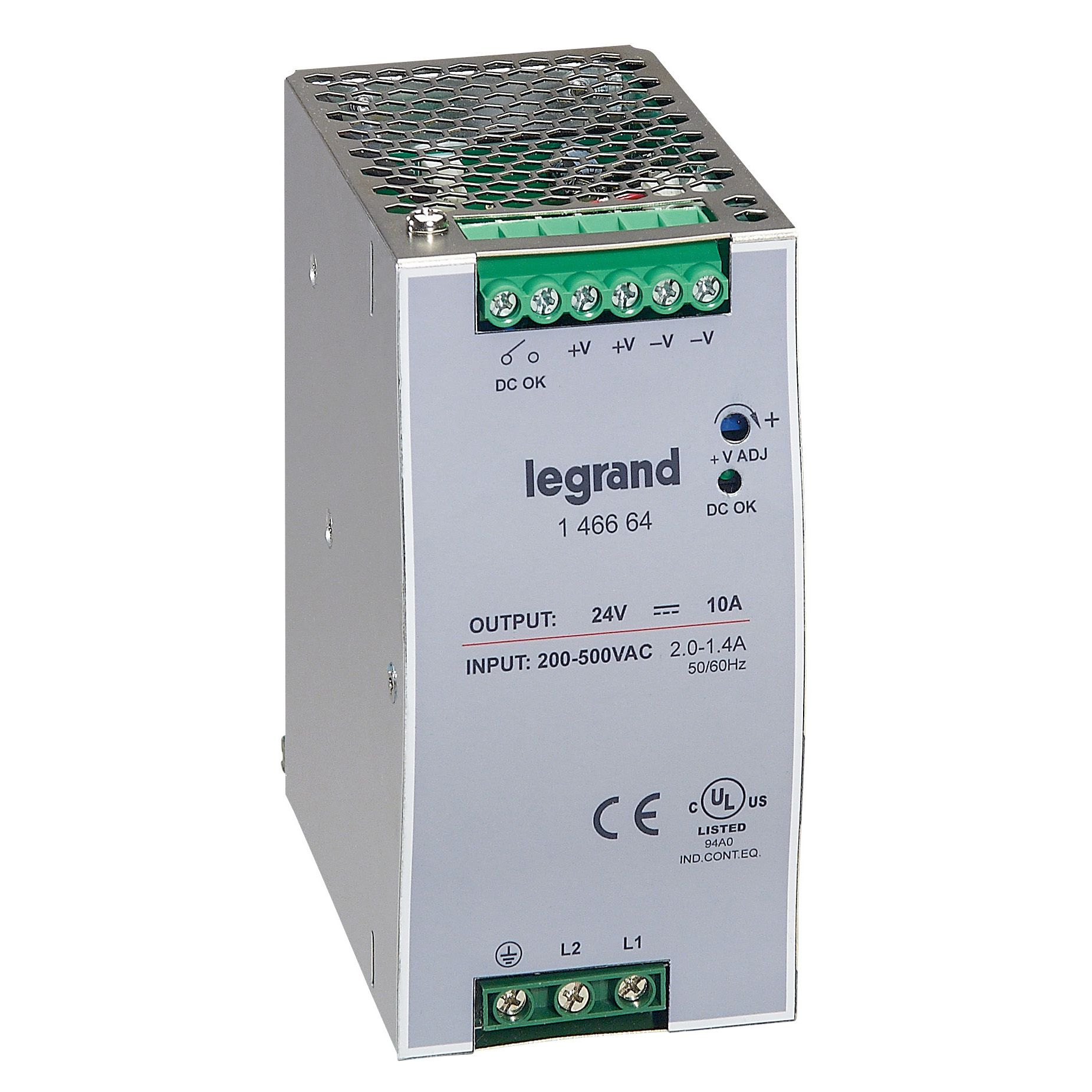 Legrand DIN Rail Power Supply, 200 → 500V, 24V dc, 10A Output, 240W
