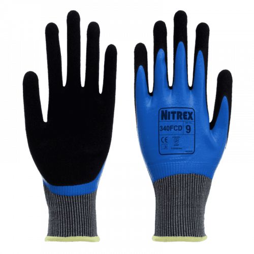 Unigloves 340FCD Blue Fibreglass, HPPE, Nylon, Spandex Work Gloves, Size 11, Nitrile Coating