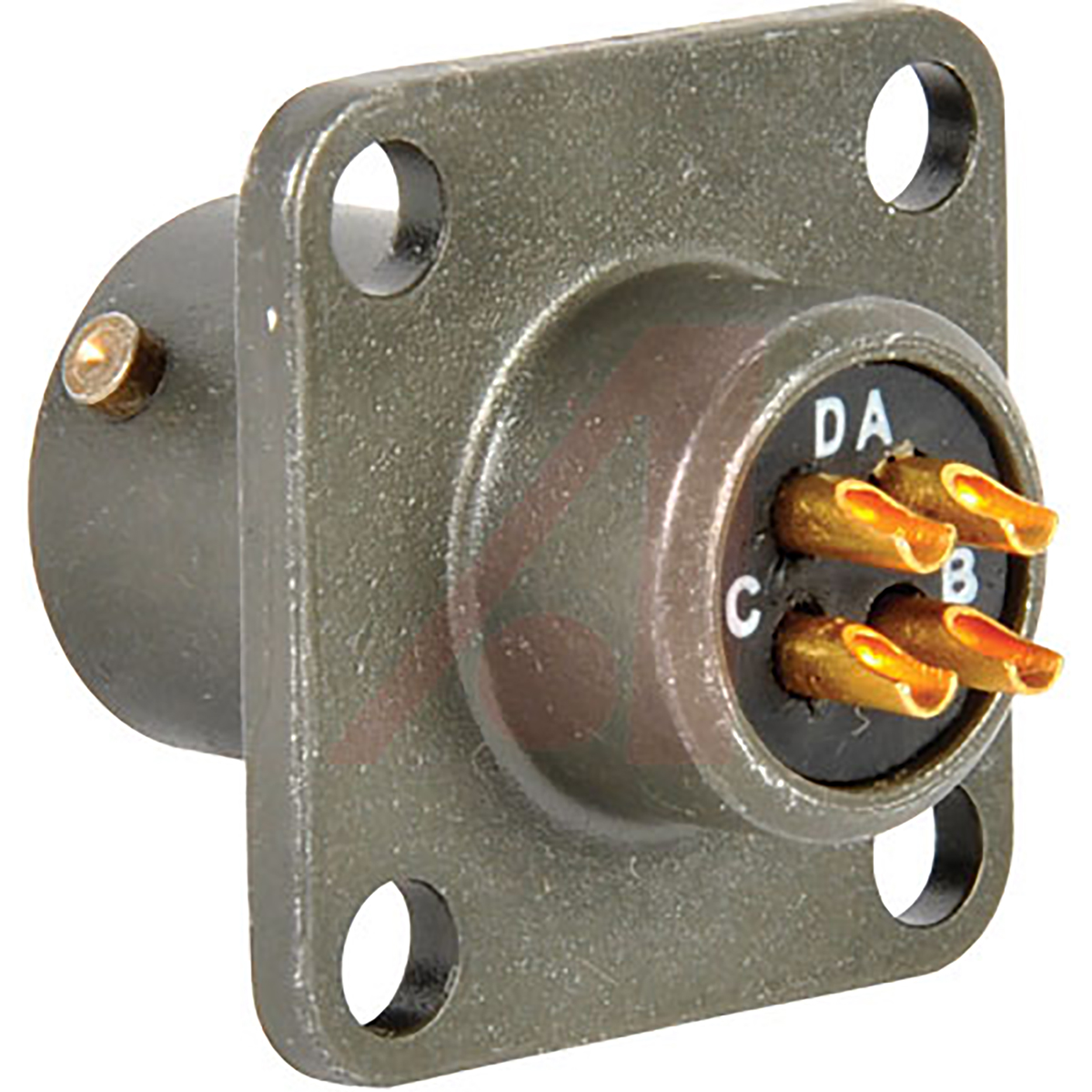 Amphenol Socapex, PT, Copper Alloy 4 Way Panel Mount MIL Spec Circular Connector ReceptacleGreen, Pin Contacts,Shell