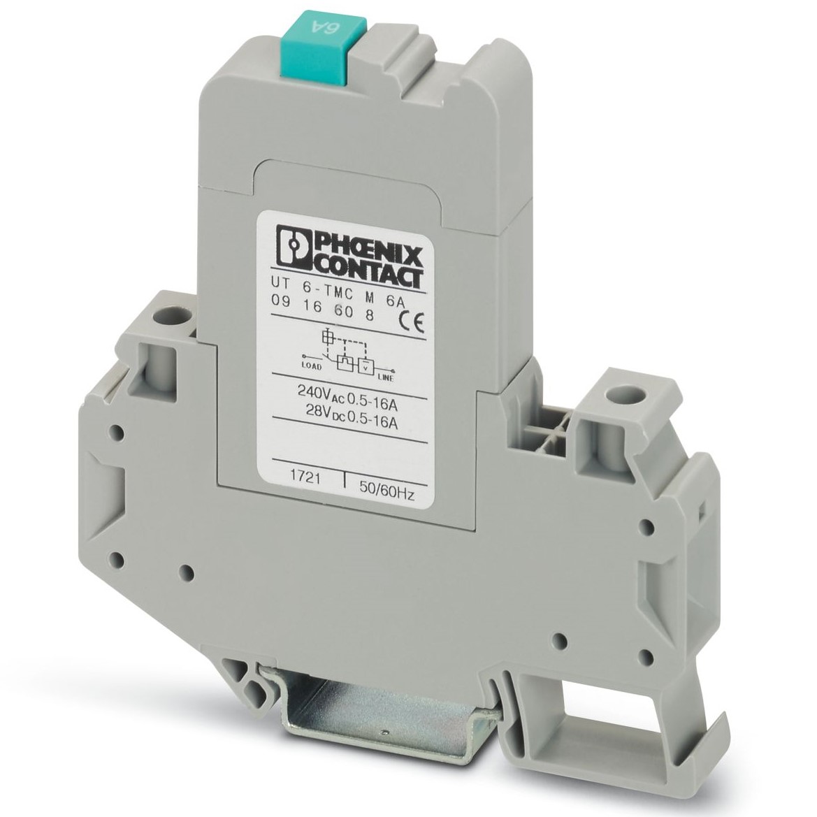 Phoenix Contact CLIPLINE Thermal Circuit Breaker - UT 6-TMC  Single Pole 250V Voltage Rating DIN Rail Mount, 6A Current