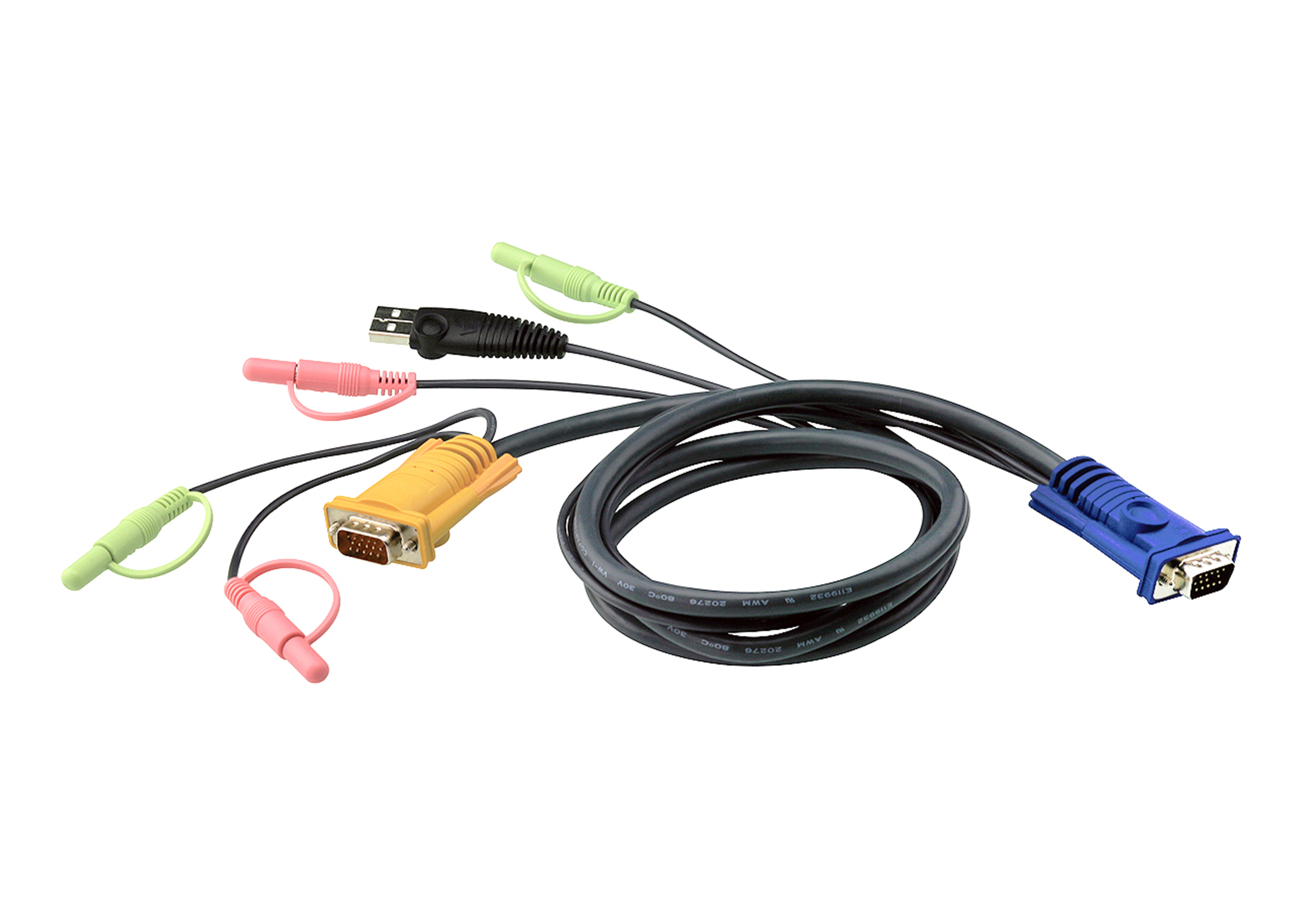 Aten Male 3.5mm Stereo Jack, USB A, VGA to Male 3.5mm Stereo Jack, SPHD-15 KVM Cable