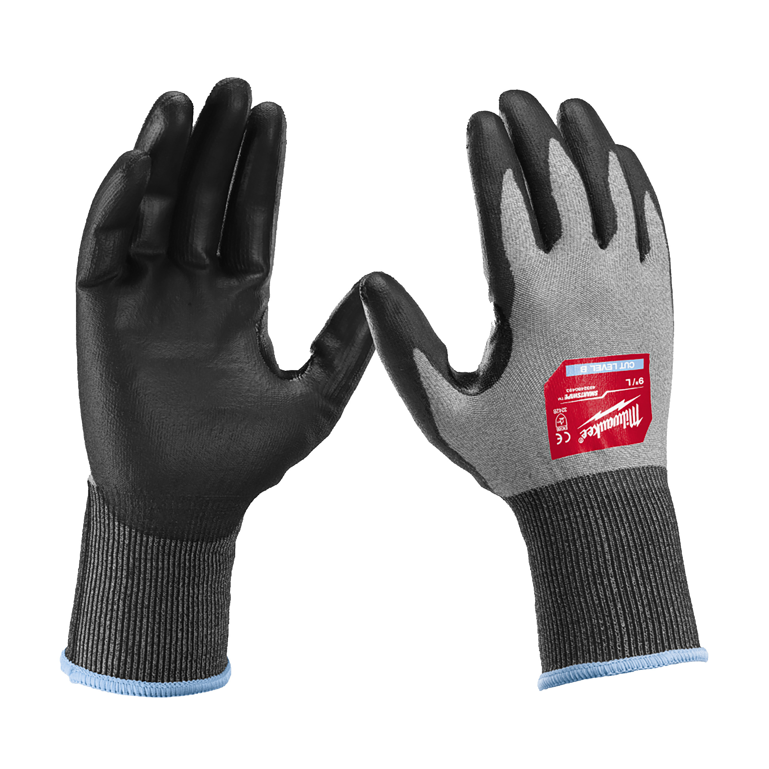 Milwaukee Grey Polyurethane Glove, Size 9, Polyurethane Coating