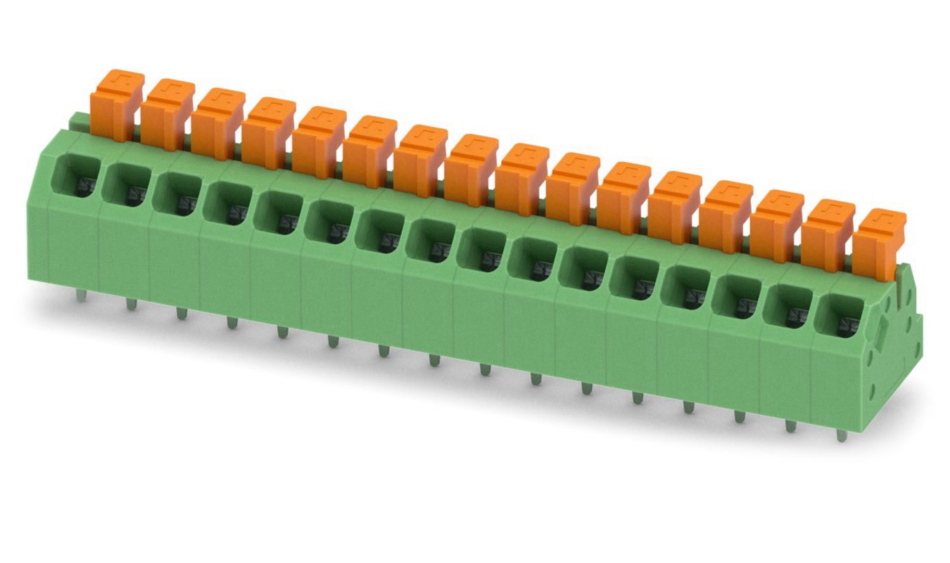 Phoenix Contact SPTAF 1/16-3.5-LL Series PCB Terminal Block, 16-Contact, 3.5mm Pitch, Through Hole Mount, 2-Row, Screw