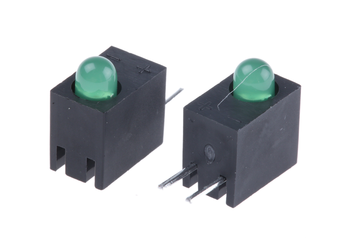 Kingbright L-93A8CB/1GD, Green Right Angle PCB LED Indicator, Through Hole 2.5 V
