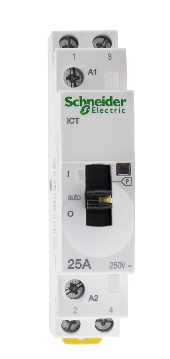 Schneider Electric Acti 9 ICT iCT Contactor, 230 V ac Coil, 2-Pole, 25 A, 2NO, 250 V ac