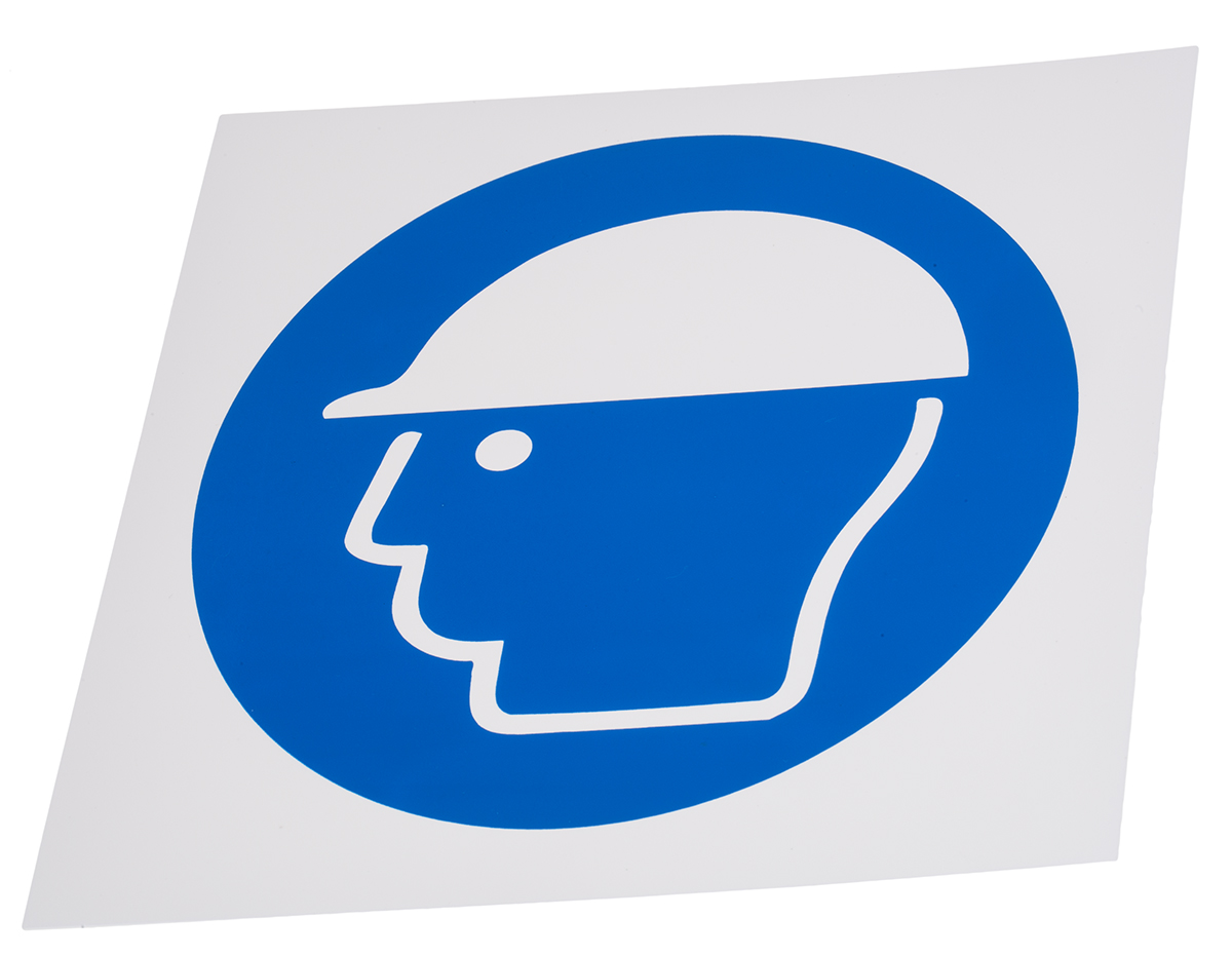 RS PRO Plastic Mandatory Head Protection Sign With Pictogram Only Text