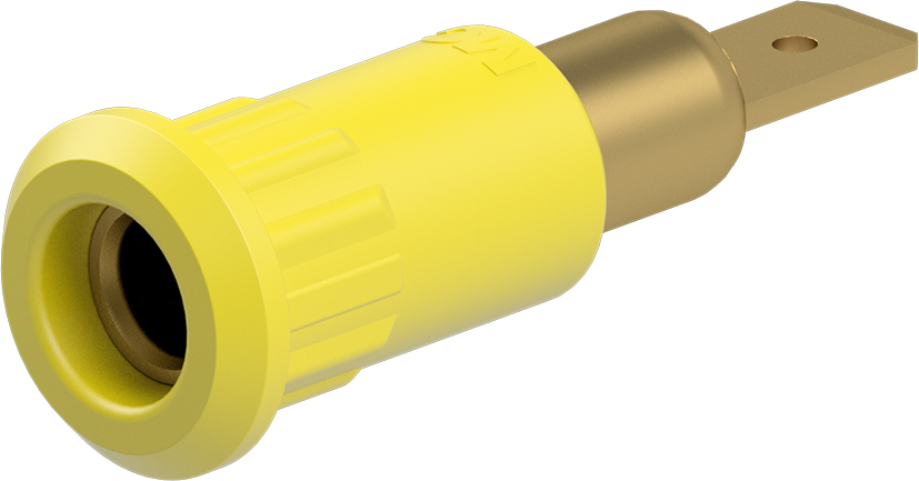 Staubli Yellow Socket Test Socket, Tab Termination, 25A, 30V ac, Gold Plating