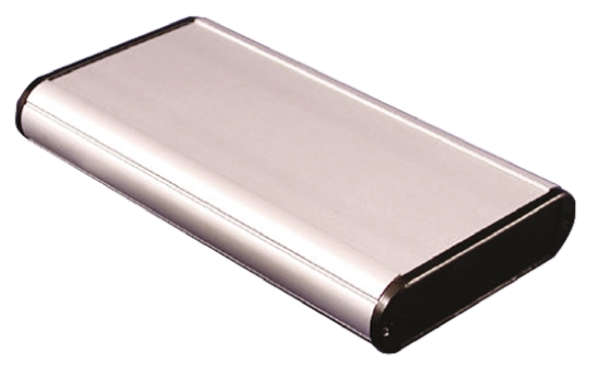 Hammond 1455 Series Silver Anodised Aluminium Enclosure, IP54, Black Lid, 121 x 72.04 x 19mm