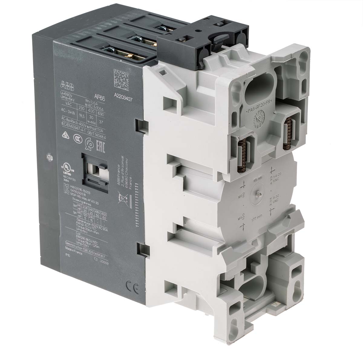 ABB AF65-30-00-13 AF Contactor, 230 V ac Coil, 3-Pole, 105 A, 30 kW, 3NO, 690 V ac