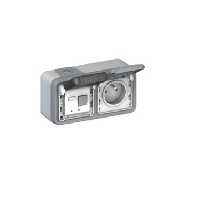 Legrand Grey 2 Gang Electrical Socket, 2 Poles, 16A